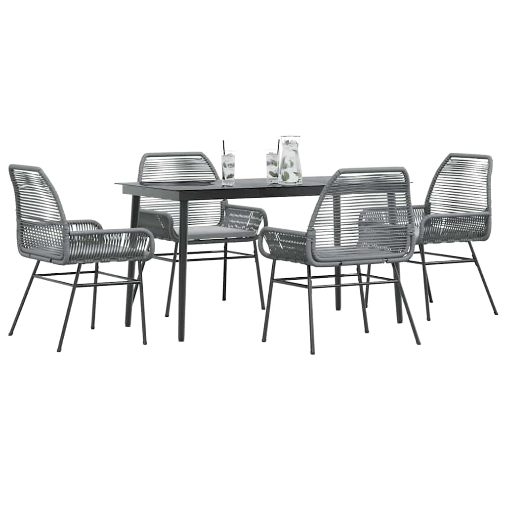 Set da Pranzo da Giardino 5 pz con Cuscini Polyrattan Vetro