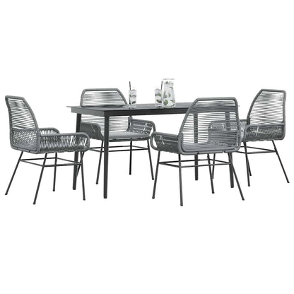 Set da Pranzo da Giardino 5 pz con Cuscini Polyrattan Vetro