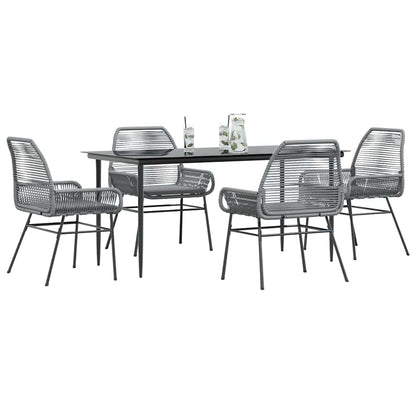Set da Pranzo da Giardino 5 pz con Cuscini Polyrattan Vetro