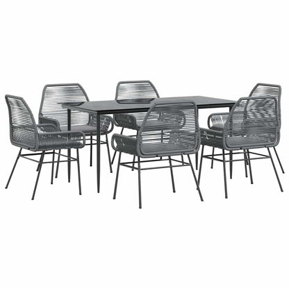 Set da Pranzo da Giardino 7 pz con Cuscini Polyrattan Vetro