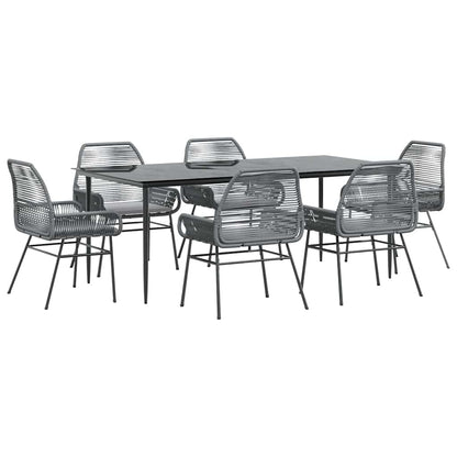 Set da Pranzo da Giardino 7 pz con Cuscini Polyrattan Vetro