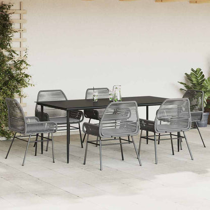 Set da Pranzo da Giardino 7 pz con Cuscini Polyrattan Vetro