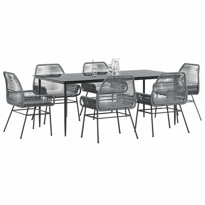 Set da Pranzo da Giardino 7 pz con Cuscini Polyrattan Vetro
