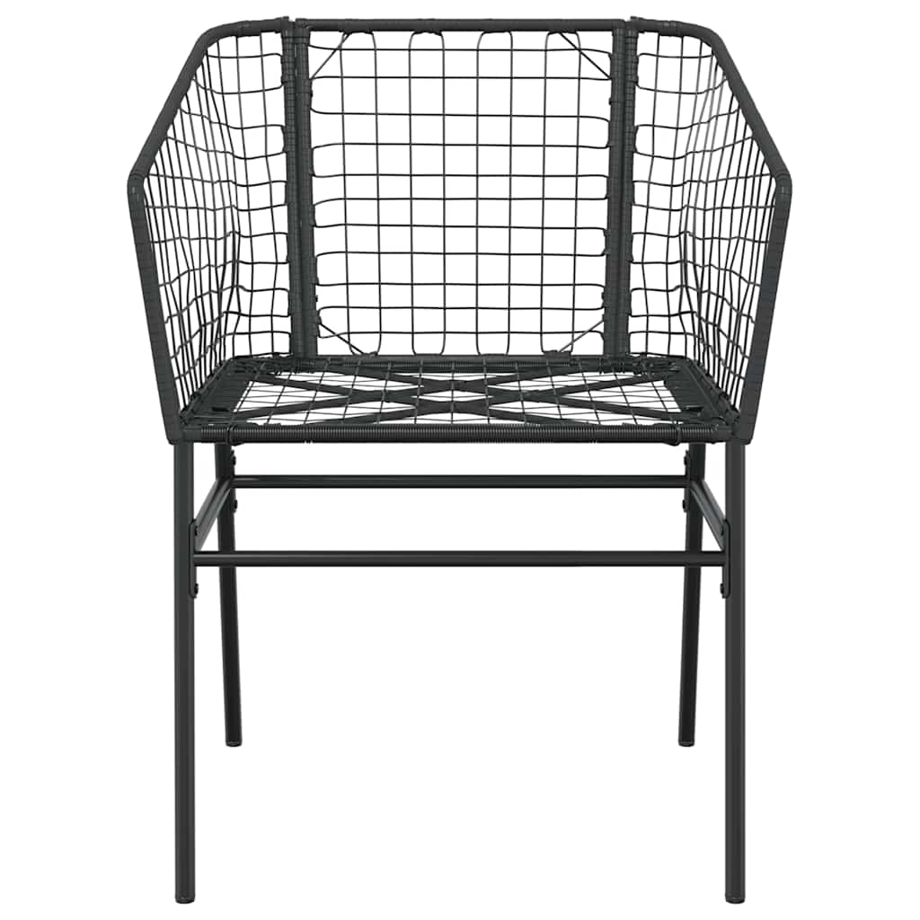 Set Mobili da Pranzo per Giardino 3 pz Nero Polyrattan Vetro