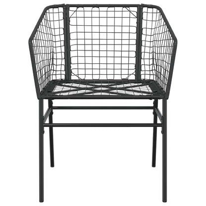 Set Mobili da Pranzo per Giardino 3 pz Nero Polyrattan Vetro