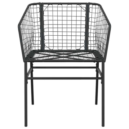 Set Mobili da Pranzo per Giardino 5 pz Nero Polyrattan Vetro