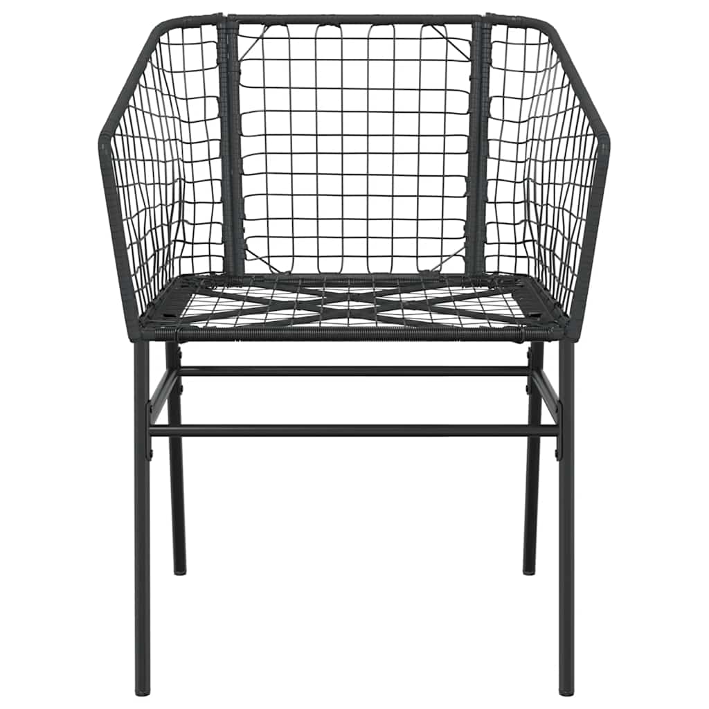 Set Pranzo da Giardino 7 pz Nero Polyrattan Vetro