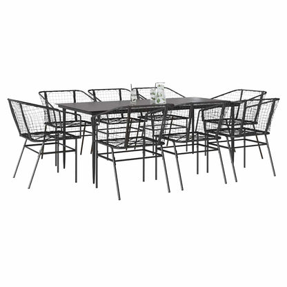 Set da Pranzo da Giardino 9 pz Polyrattan Vetro