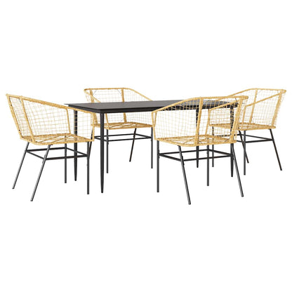 Set da Pranzo da Giardino 5pz Polyrattan Vetro