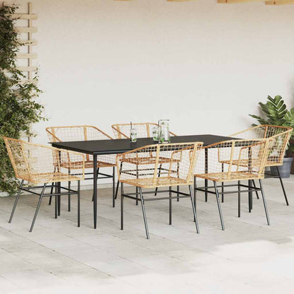 Set Pranzo da Giardino 7pz Marrone Polyrattan Vetro