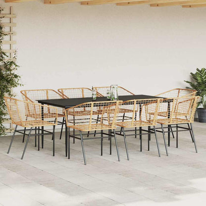 Set da Pranzo da Giardino 9 pz Polyrattan Vetro