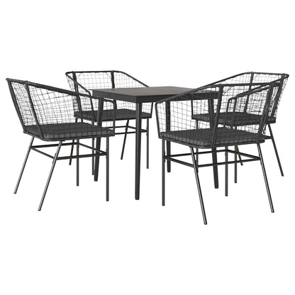 Set da Pranzo da Giardino con Cuscini 5 pz Polyrattan Vetro