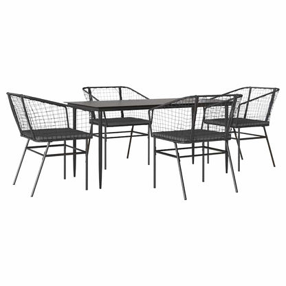Set da Pranzo da Giardino con Cuscini 5 pz Polyrattan Vetro