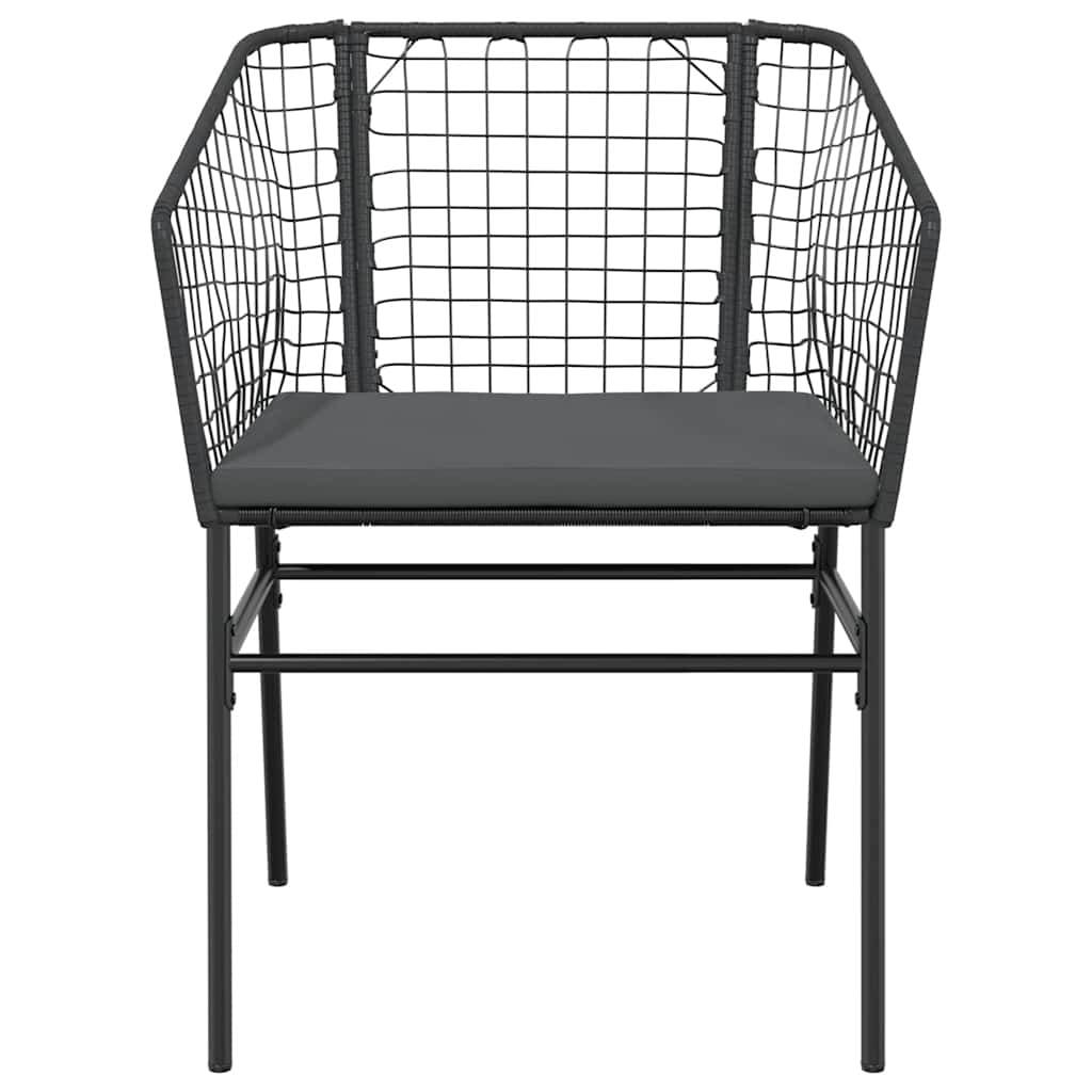 Set Pranzo da Giardino 7 pz Nero con Cuscini Polyrattan Vetro