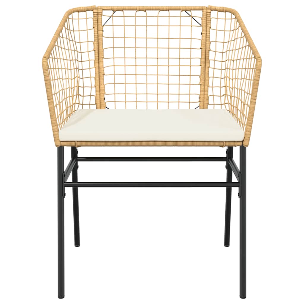 Set da Pranzo da Giardino 3pz con Cuscini Polyrattan Vetro