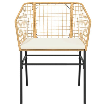 Set da Pranzo da Giardino 3pz con Cuscini Polyrattan Vetro