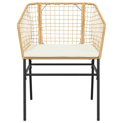 Set da Pranzo da Giardino 5pz con Cuscini Polyrattan Vetro