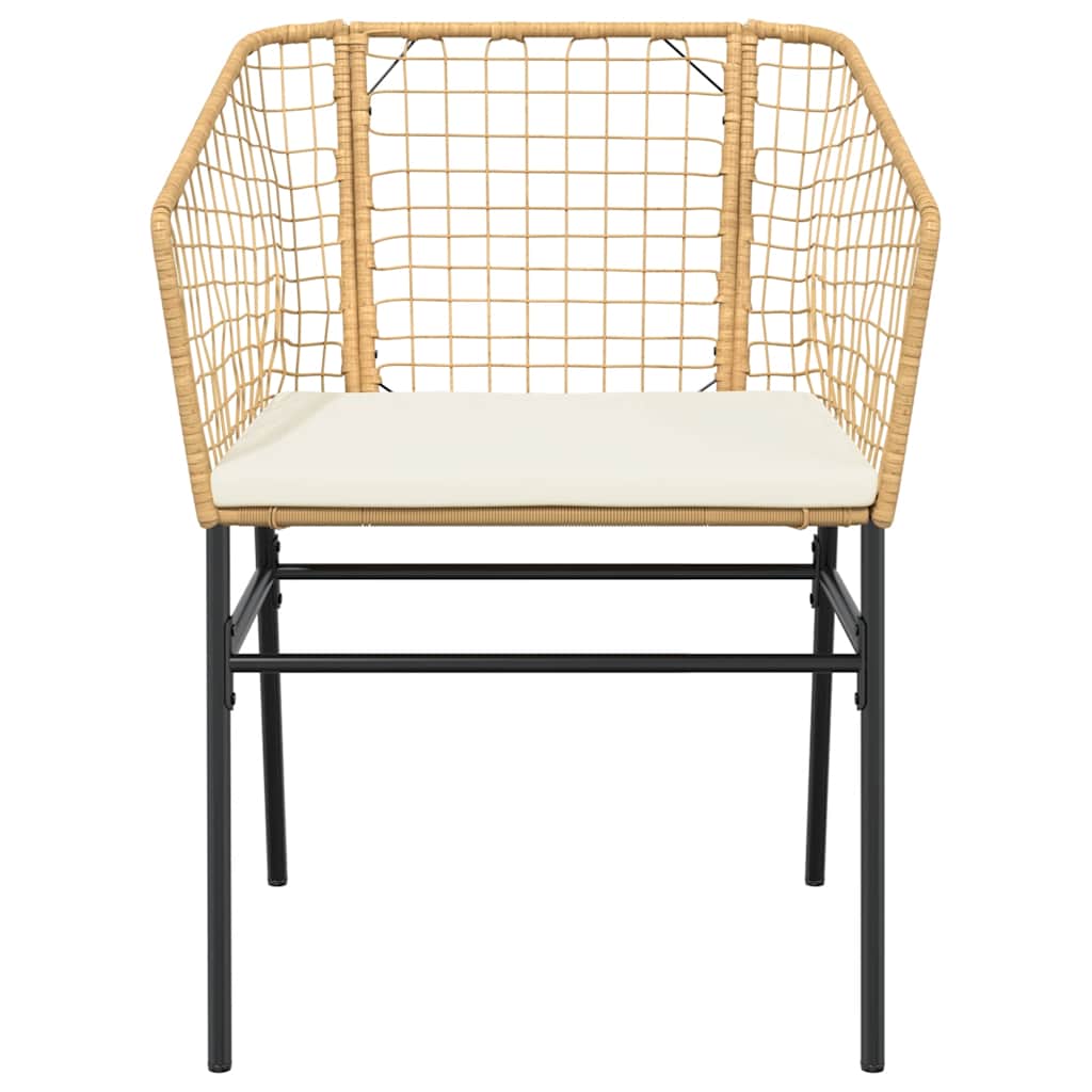 Set da Pranzo da Giardino 5pz con Cuscini Polyrattan Vetro