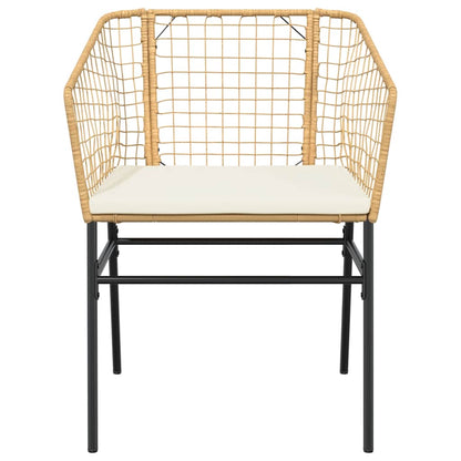 Set da Pranzo da Giardino 5pz con Cuscini Polyrattan Vetro