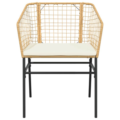 Set da Pranzo da Giardino 9 pz con Cuscini Polyrattan Vetro