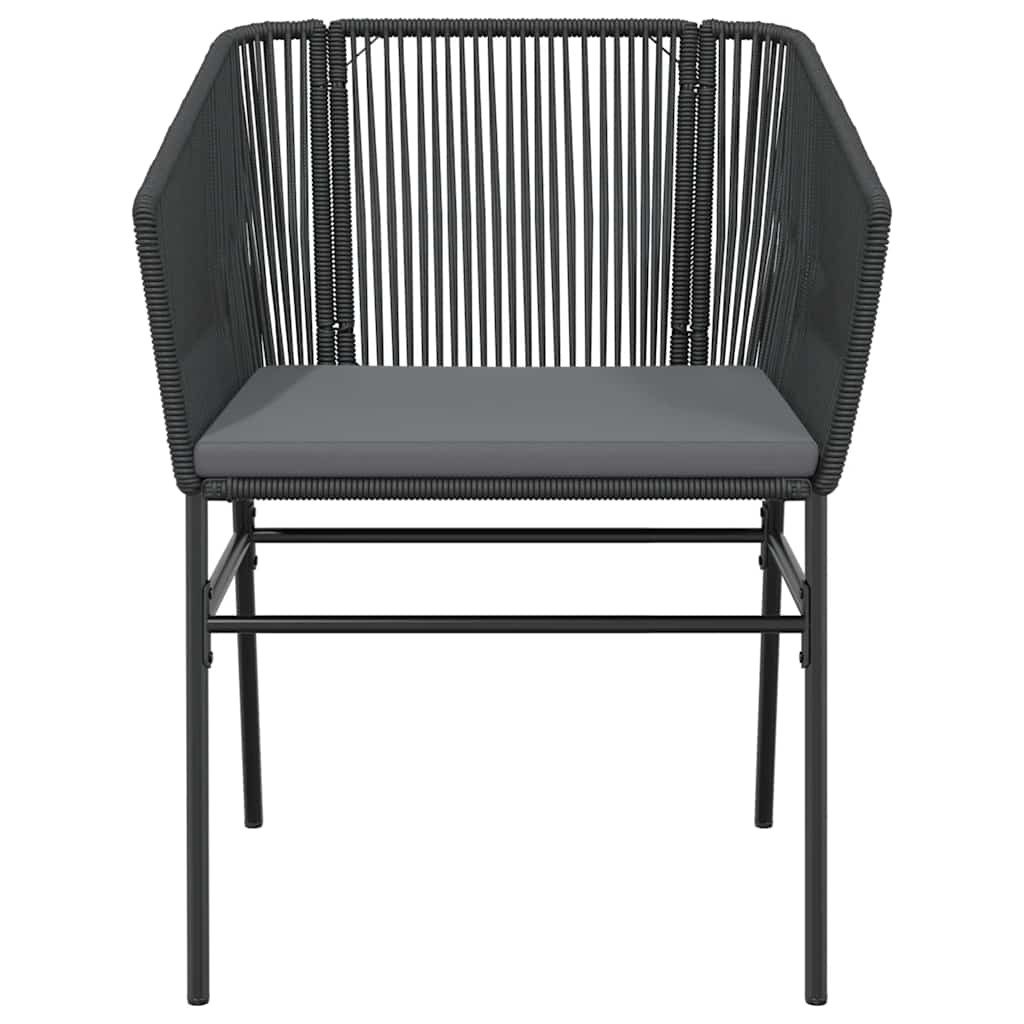 Set da Pranzo da Giardino 3 pz con Cuscini Polyrattan Vetro