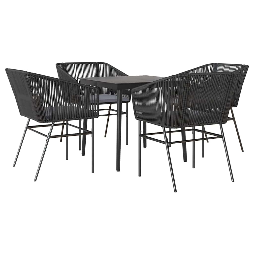 Set da Pranzo da Giardino con Cuscini 5 pz Polyrattan Vetro