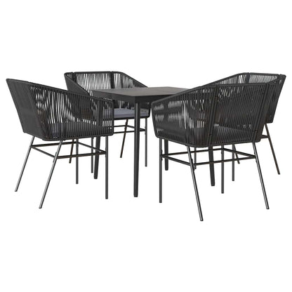 Set da Pranzo da Giardino con Cuscini 5 pz Polyrattan Vetro