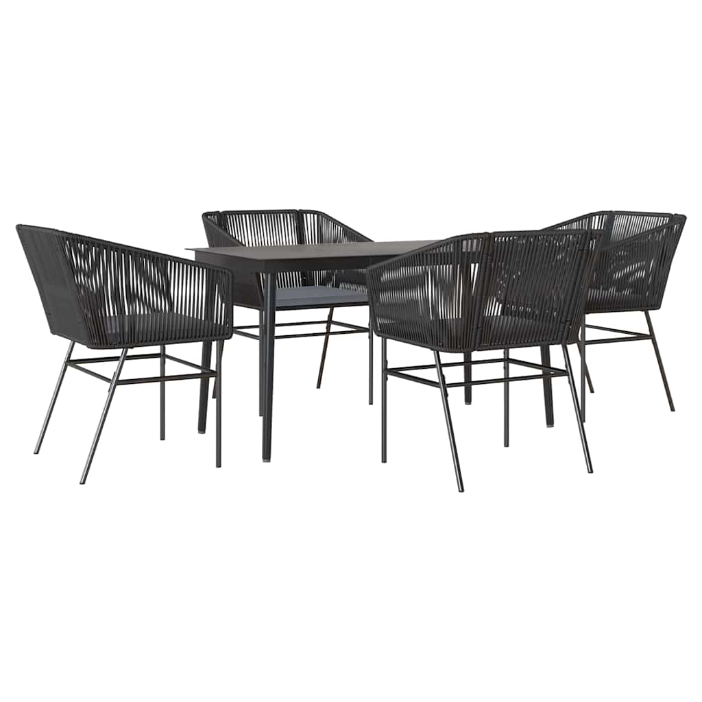 Set da Pranzo da Giardino con Cuscini 5 pz Polyrattan Vetro