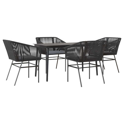 Set da Pranzo da Giardino con Cuscini 5 pz Polyrattan Vetro