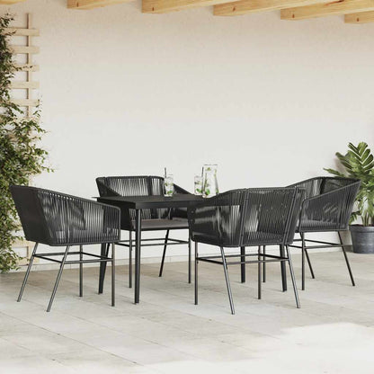 Set da Pranzo da Giardino con Cuscini 5 pz Polyrattan Vetro