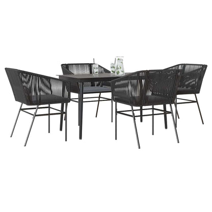 Set da Pranzo da Giardino con Cuscini 5 pz Polyrattan Vetro