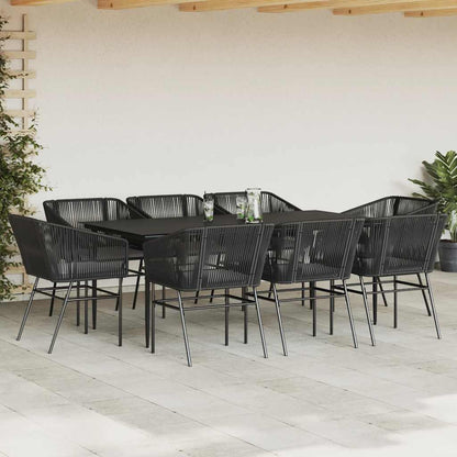 Set da Pranzo da Giardino 9 pz con Cuscini Polyrattan Vetro