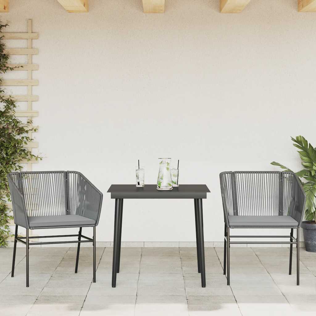 Set da Pranzo da Giardino 3 pz con Cuscini in Polyrattan Vetro