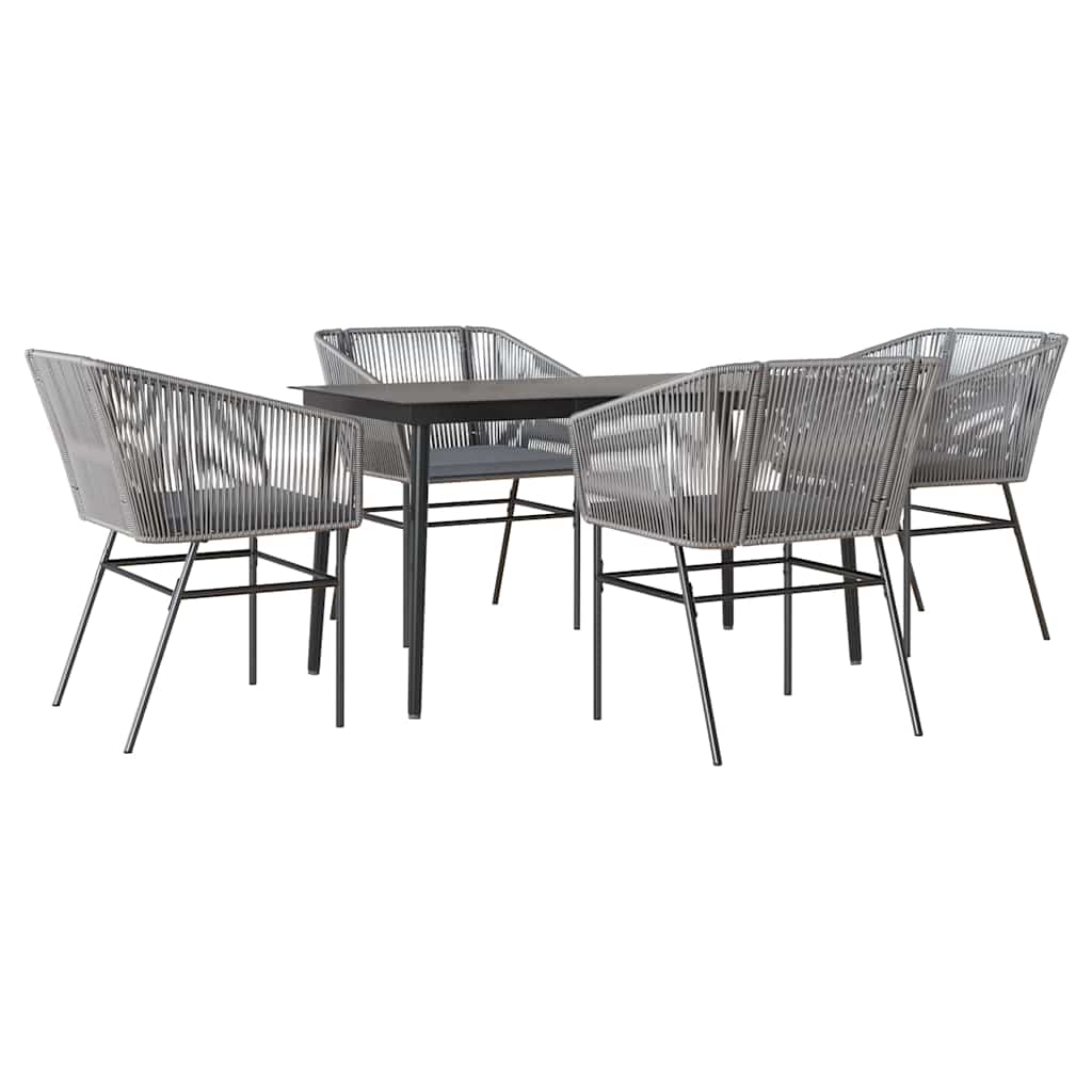 Set da Pranzo da Giardino 5 pz con Cuscini Polyrattan Vetro