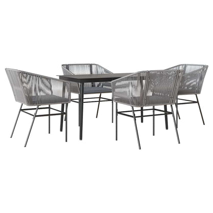 Set da Pranzo da Giardino 5 pz con Cuscini Polyrattan Vetro