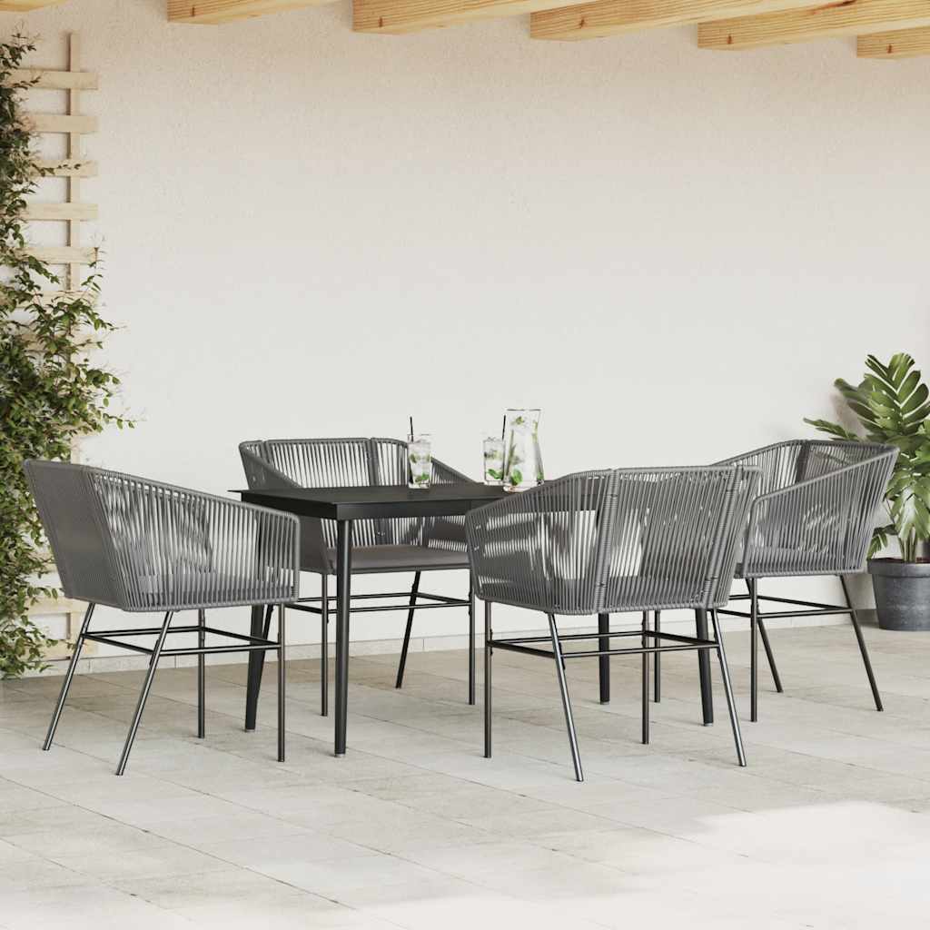 Set da Pranzo da Giardino 5 pz con Cuscini Polyrattan Vetro