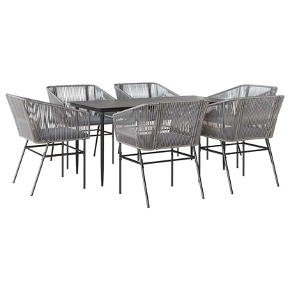 Set da Pranzo da Giardino 7 pz con Cuscini Polyrattan Vetro