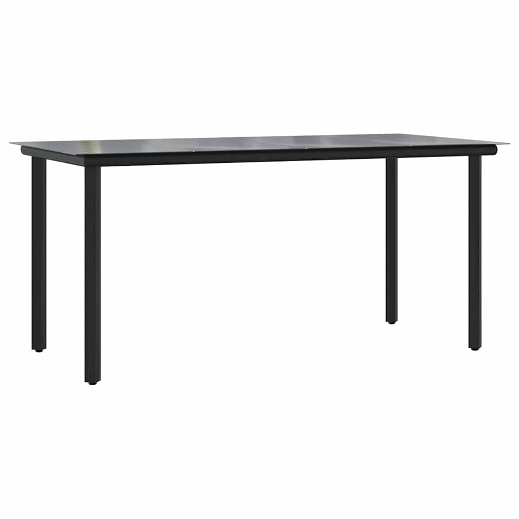 Set Pranzo da Giardino 7 pz Nero Polyrattan Vetro