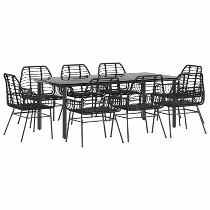 Set da Pranzo da Giardino 9 pz Polyrattan Vetro
