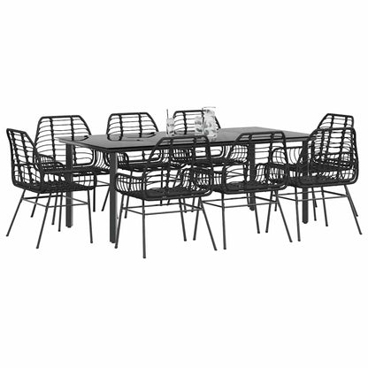 Set da Pranzo da Giardino 9 pz Polyrattan Vetro
