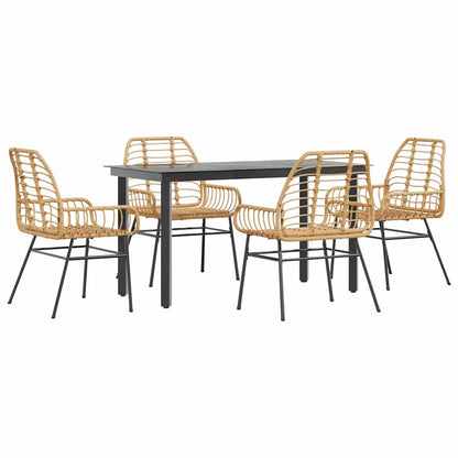 Set da Pranzo da Giardino 5pz Polyrattan Vetro