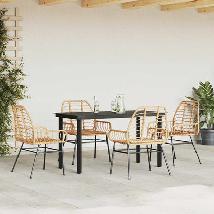 Set da Pranzo da Giardino 5pz Polyrattan Vetro