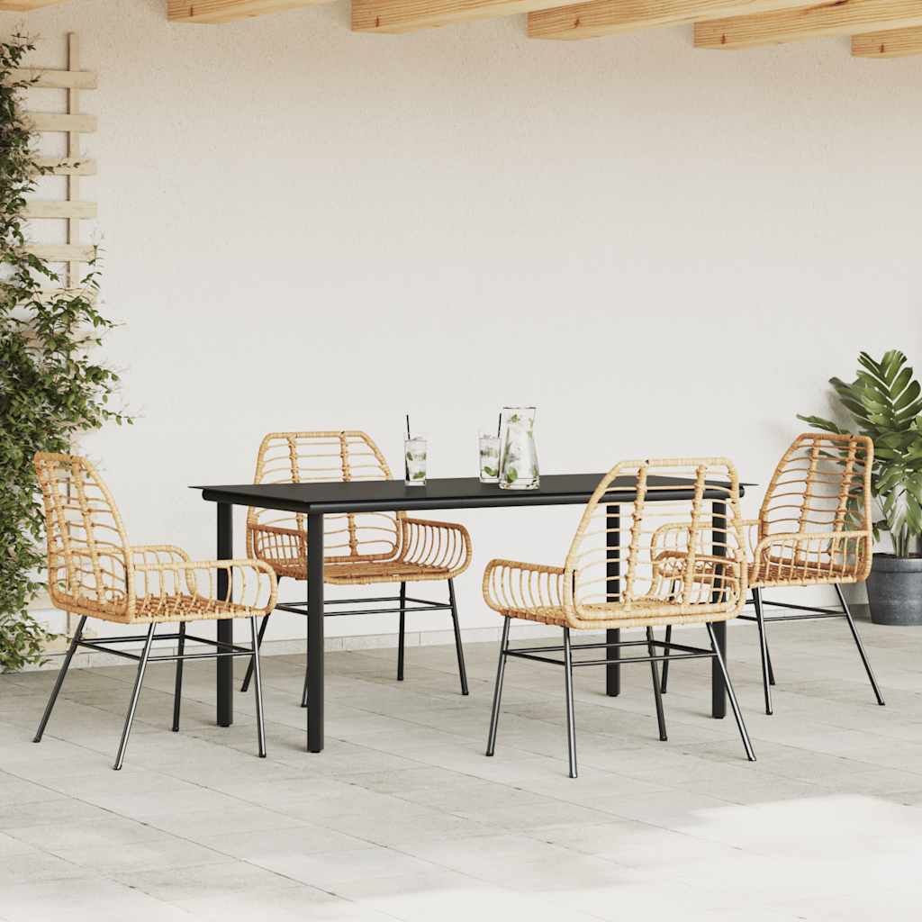 Set da Pranzo da Giardino 5pz Polyrattan Vetro