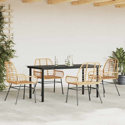 Set da Pranzo da Giardino 5pz Polyrattan Vetro