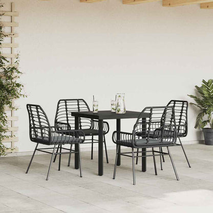 Set da Pranzo da Giardino con Cuscini 5 pz Polyrattan Vetro
