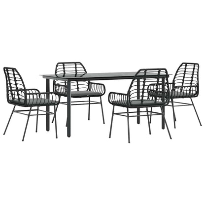 Set da Pranzo da Giardino con Cuscini 5 pz Polyrattan Vetro