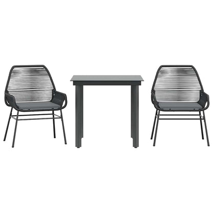 Set da Pranzo da Giardino 3 pz con Cuscini Polyrattan Vetro