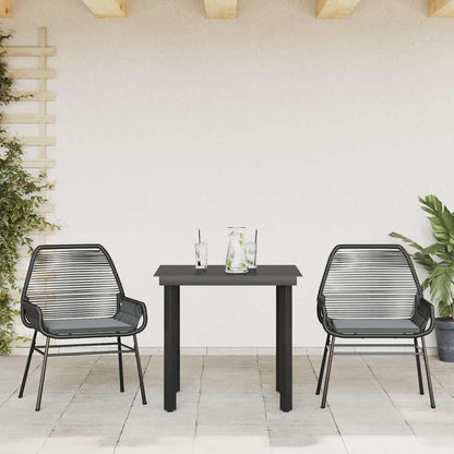 Set da Pranzo da Giardino 3 pz con Cuscini Polyrattan Vetro