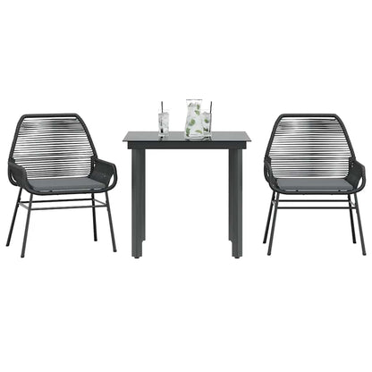 Set da Pranzo da Giardino 3 pz con Cuscini Polyrattan Vetro