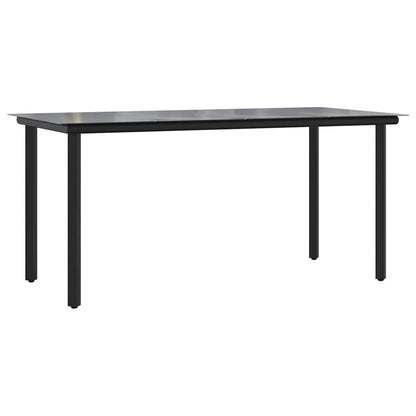 Set Pranzo da Giardino 7 pz Nero con Cuscini Polyrattan Vetro